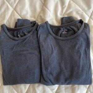 2 Lands End women’s large crew long sleeve gray heather 💯% cotton tops